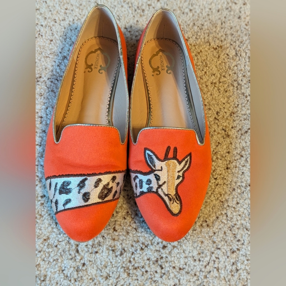 Orange giraffe ballet flats